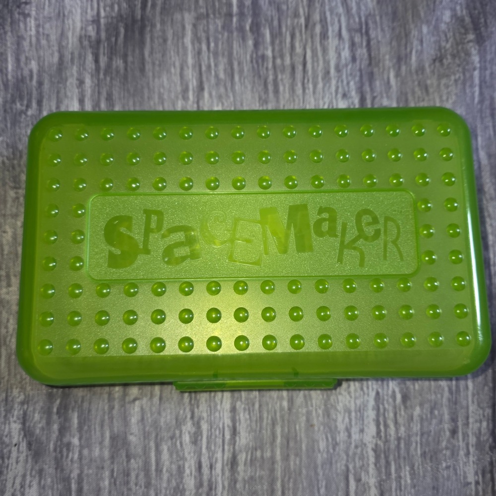 Vintage SpaceMaker Pencil Box Lime Green Translucent Bubble Top 90s Newell USA